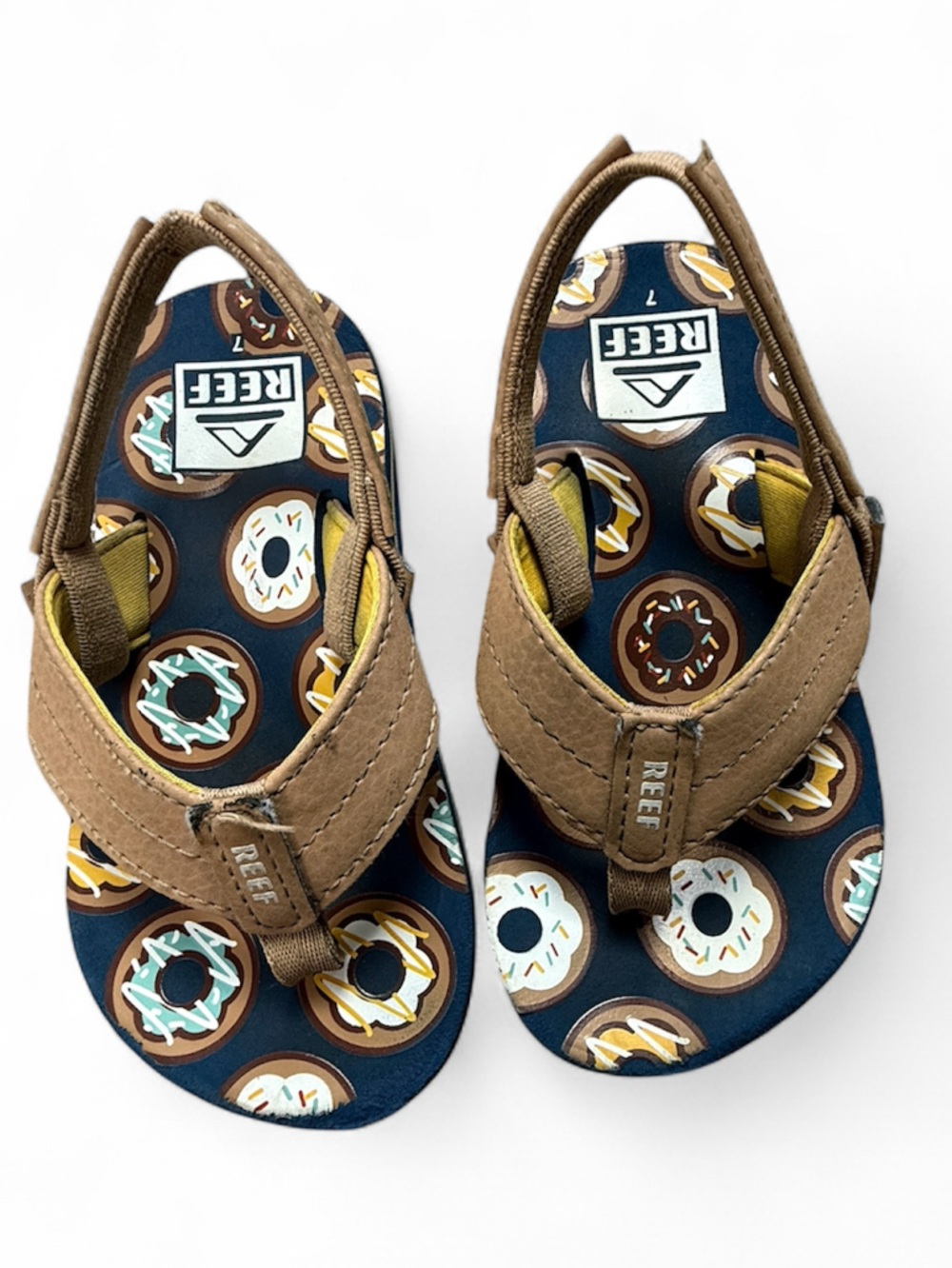 Reef Kids Navy & Brown Donut-Print Sandals
